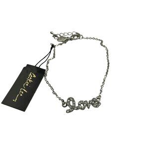 Vintage Cookie Lee Genuine Crystal Anklet LOVE Clear‎ Awareness Ribbon NEW